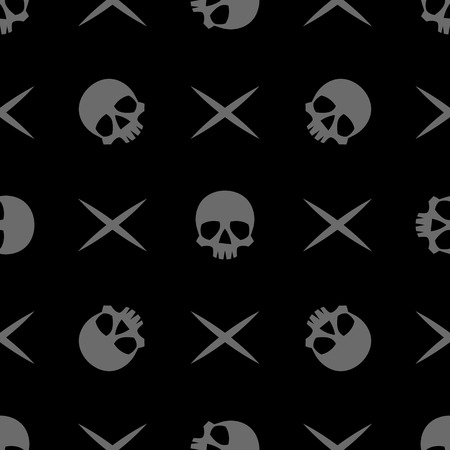 vector seamless pattern with skulls and crossbonesのイラスト素材