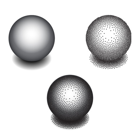 Set of dotwork colored balls on white backgroundのイラスト素材