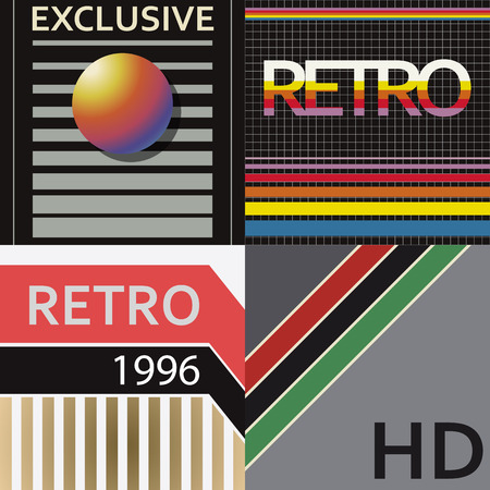 Set of tape design covers. Retro style.のイラスト素材