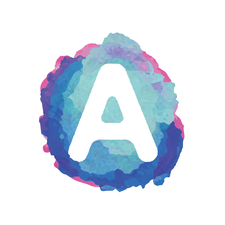 Watercolor blot around letter a, vector element for your designのイラスト素材