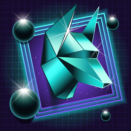 Sci-fi illustration of Anubis. Retro Laser Style. Vectorのイラスト素材
