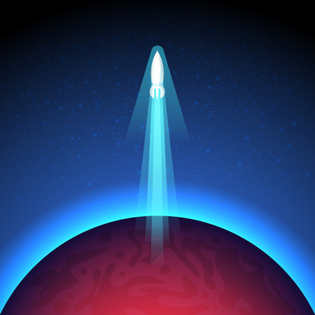 Vector illustration rocket launch on the space. EPS10.のイラスト素材