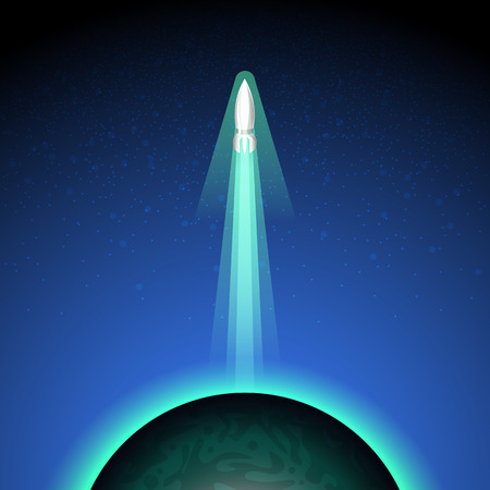 Vector illustration rocket launch on the space. EPS10.のイラスト素材