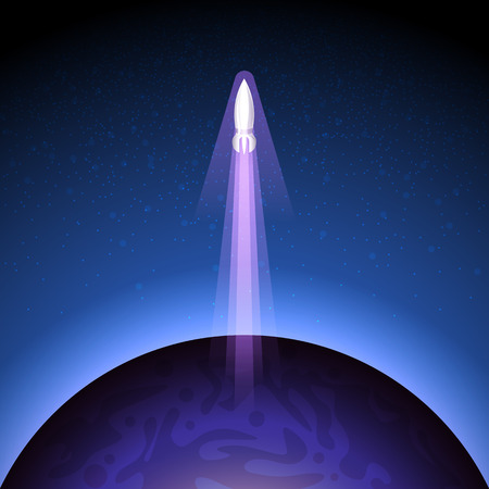 Vector illustration rocket launch on the space. EPS10.のイラスト素材