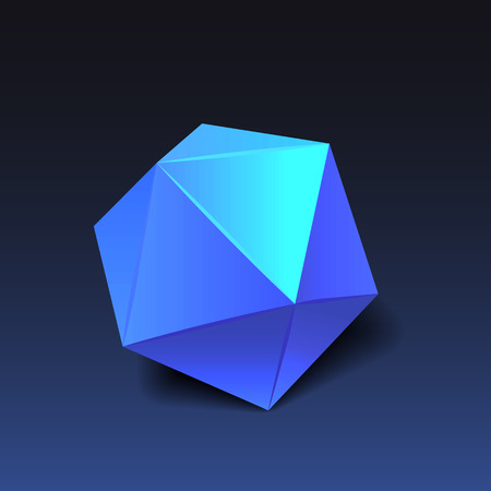 Blue icosahedron for graphic design. Vector EPS10のイラスト素材