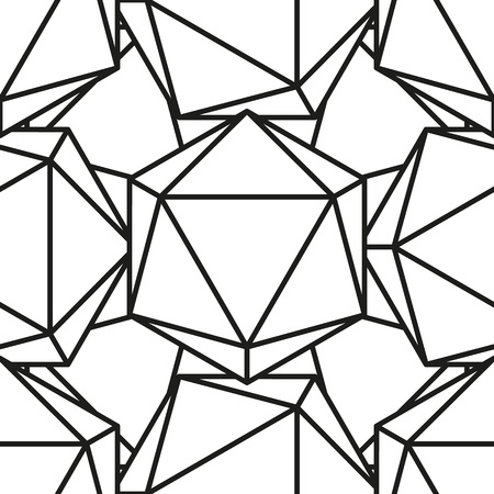 Icosahedron pattern, platonic solids, monochrome geometrical patternのイラスト素材