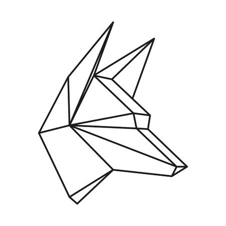 Geometric animal wolf head drawn in line or triangle style, suitable for modern tattoo templates, icons elementsのイラスト素材