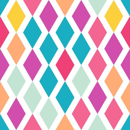 Abstract colorful background seamless pattern of rhombus shapes graphic. This illustration consists of rhombus shapes in orange, red, pink, blue, orange colorsのイラスト素材