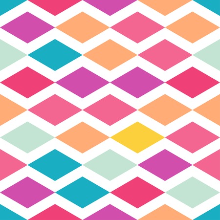 Abstract colorful background seamless pattern of rhombus shapes graphic. This illustration consists of rhombus shapes in orange, red, pink, blue, orange colorsのイラスト素材