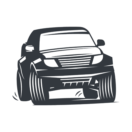Off-road car , emblem, badge, icon illustration on white background.のイラスト素材
