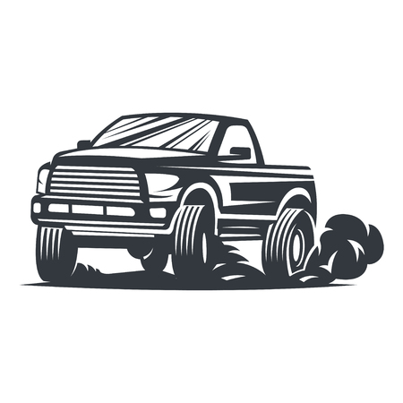 Off-road car , emblem, badge, icon illustration on white background.のイラスト素材