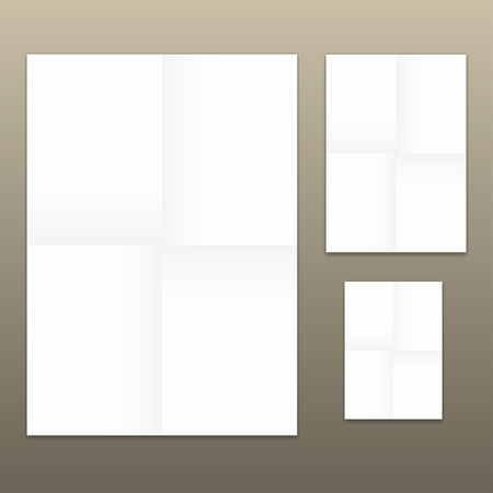 Set of vector white folded papers on gold background.のイラスト素材