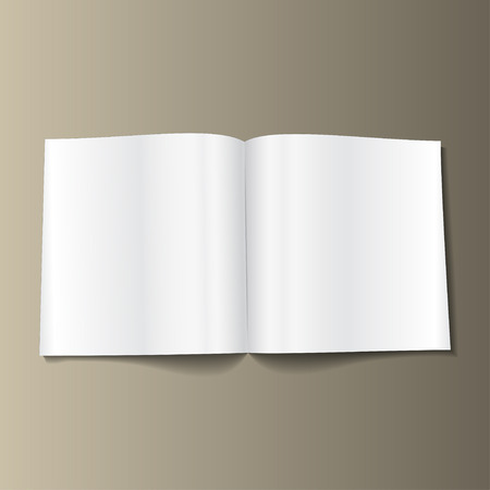 Blank Opened Magazine, Book, Booklet, Brochure. Illustration Isolated On Gold Background.のイラスト素材