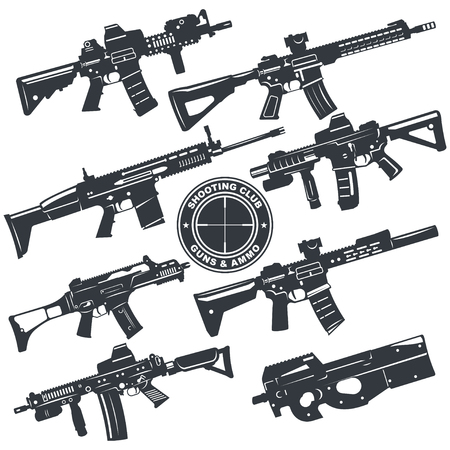 Modern illustration of various assault rifles.のイラスト素材