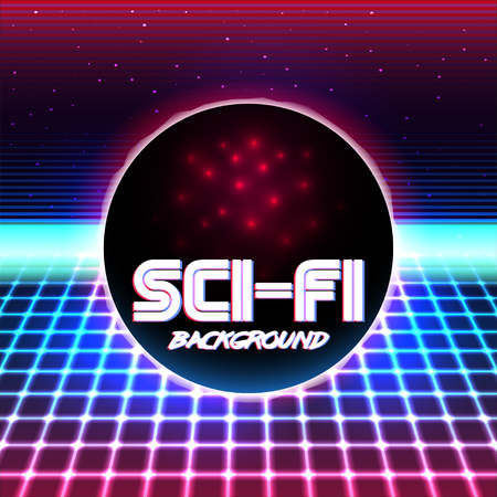 80s Retro Sci-Fi Background.のイラスト素材