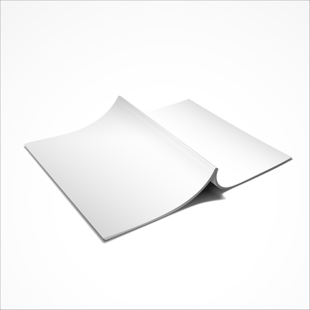 Blank Opened Magazine Back Cover, Book, Booklet, Brochure. On White Background Isolated. Mock Up Templateのイラスト素材