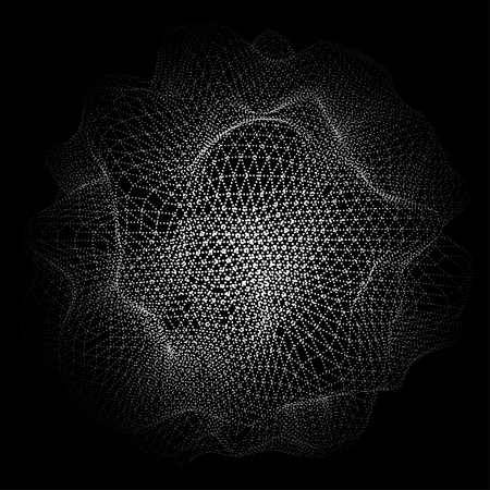 Abstract vector mesh background. Point array. Cloud of glowing points. Futuristic technology style. Monochrome. Elegant background for business presentations.のイラスト素材