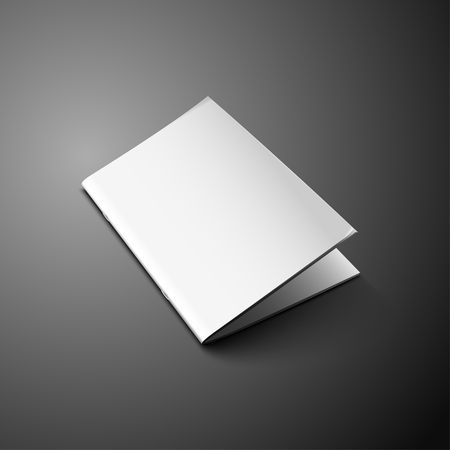 Blank Cover Of Magazine, Book, Booklet, Brochure, Leaflet. Illustration Isolated On Dark Background. Mock Up Template Ready For Your Design.のイラスト素材