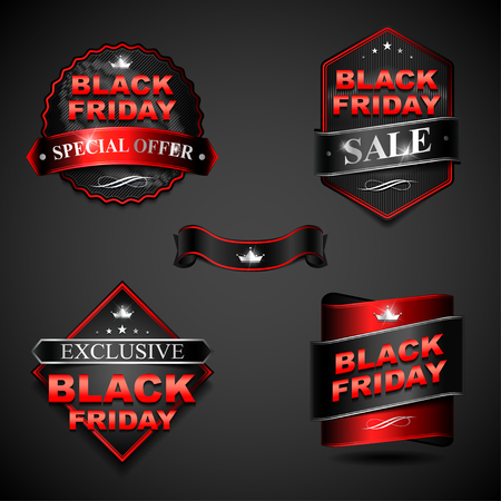Black Friday Sale Badge Elements. Black Friday Inscription Label, Sticker, Emblem.のイラスト素材
