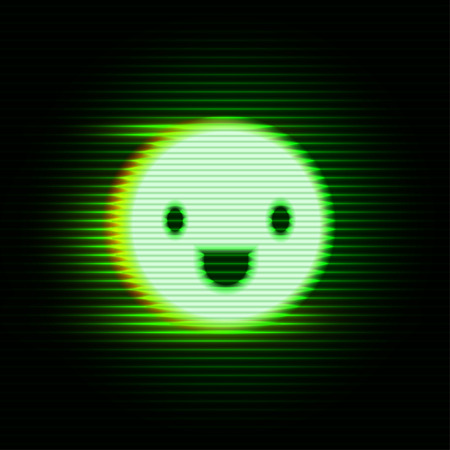 80s Retro Sci-Fi Emotion Smile Background. Display Blue Dot.のイラスト素材