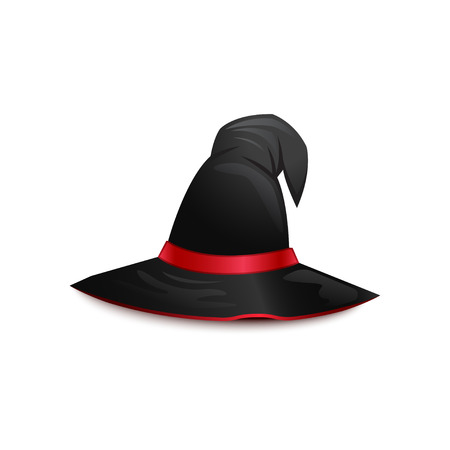Black Witch Hat isolated on white background. For Halloween Product Designs.のイラスト素材
