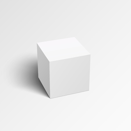 White cube with shadow isolated on white background. Ready for your design.のイラスト素材