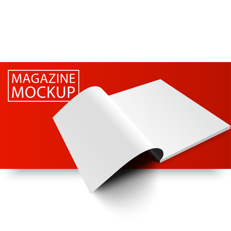 Blank magazine mockup template. Opened magazine. Red Line series.のイラスト素材