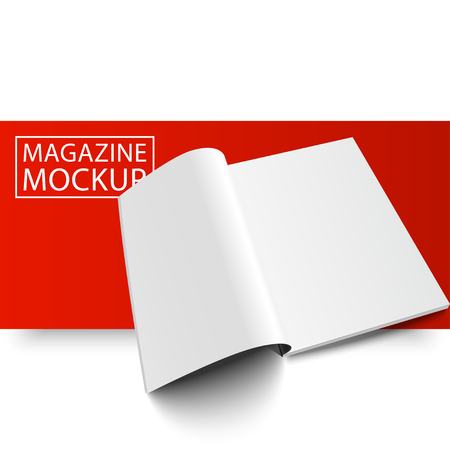 Blank magazine mockup template. Opened magazine. Red Line series.のイラスト素材