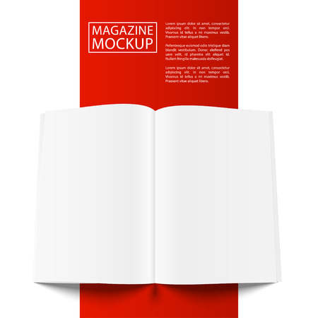 Blank magazine mockup template. Opened magazine. Red Line series.のイラスト素材