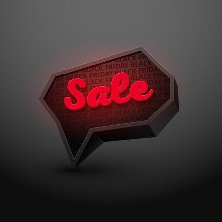 Black Friday Sale Inscription Design Template. Black Friday Banner, Speech Bubble, Button on Dark Background. Black Friday Sale Banner ready for your Design, Website, Advertising. Vector EPS10.のイラスト素材