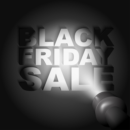 Black Friday Sale background with flashlight and ray of light. Ready for your design, banner, background, advertising. Vector EPS10.のイラスト素材