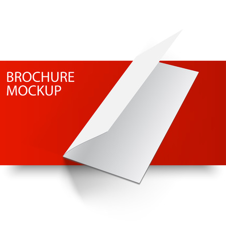 Blank empty magazine or book or booklet, brochure, catalog, leaflet, template on a red and white background. Red Line series. Ready for your design.のイラスト素材