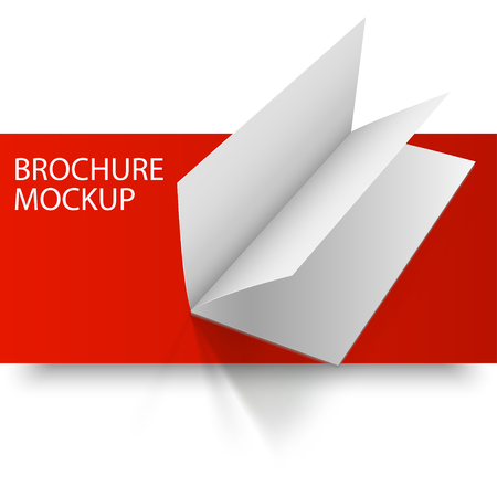 Blank empty magazine or book or booklet, brochure, catalog, leaflet, template on a red and white background. Red Line series. Ready for your design.のイラスト素材