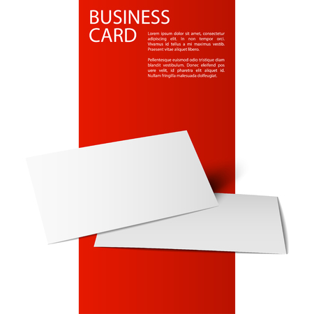 Vector of business cards isolated on red and white background. Template for branding identity. For graphic designers presentations and portfolios. Red Line series.のイラスト素材