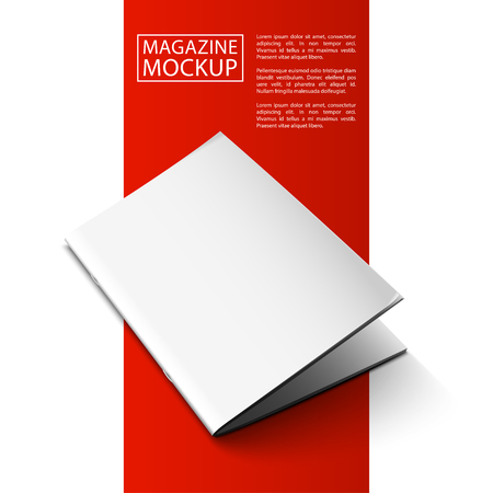 Blank magazine mockup template. Closed magazine. Red Line series. Realistic vector EPS10 illustration.のイラスト素材