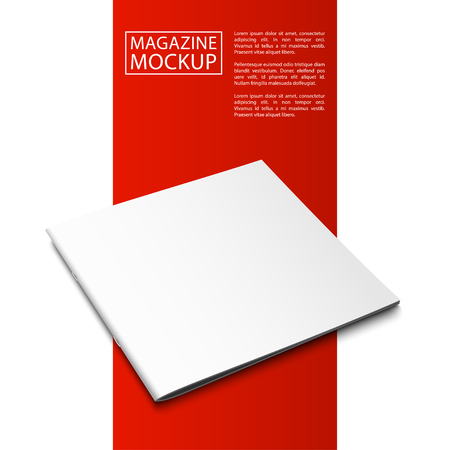 Blank magazine mockup template. Closed magazine. Red Line series. Realistic vector EPS10 illustration.のイラスト素材