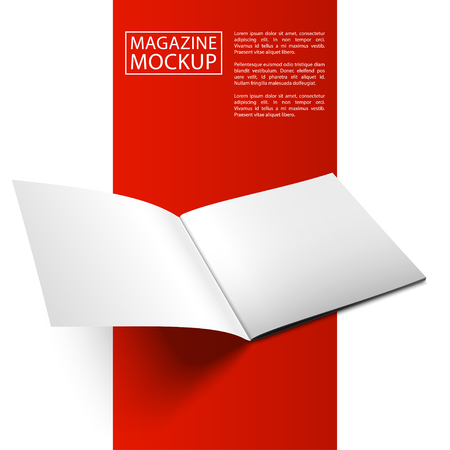 Blank magazine mockup template. Opened magazine. Red Line series. Realistic vector EPS10 illustration.のイラスト素材