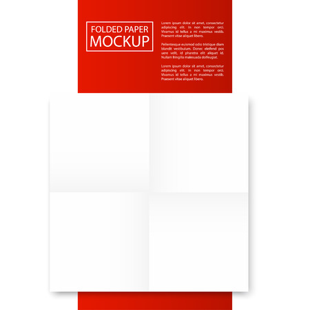 Folded mockup isolated on red and white background. Red Line series. Ready for your design. Vector Illustration.のイラスト素材