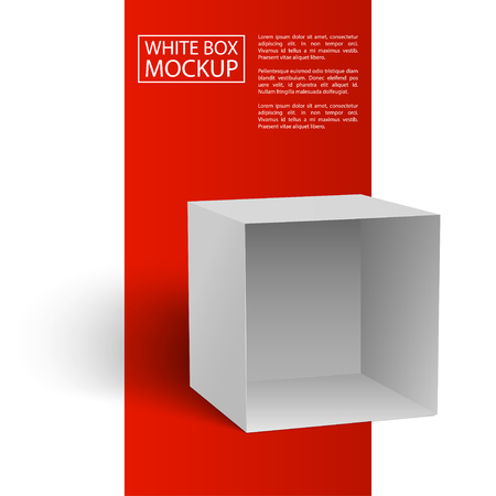 White Blank Box with shadow isolated on white background. Red Line series. Ready for your design. Vector Illustration.のイラスト素材