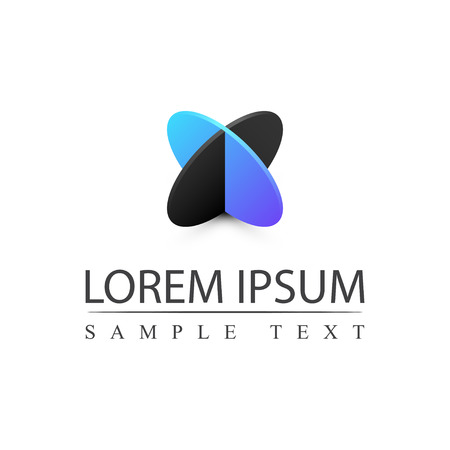 Modern icon design with two crossed ellipse logo element template. Best for identity and logotypes. Ready for your design. Vector illustration.のイラスト素材
