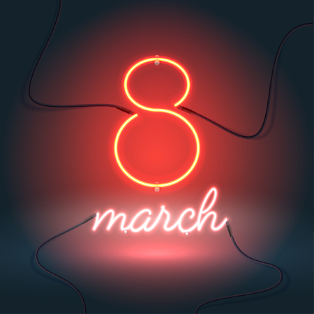 eight march neon sign-01のイラスト素材