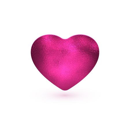 Pink Bright Foil Heart. Glossy ice heart. Design element for Happy Valentine's Day. Ready for your design, greeting card, design element, banner. Vector illustration.のイラスト素材