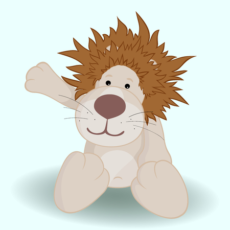 Cute cartoon lion on blue backgroundのイラスト素材