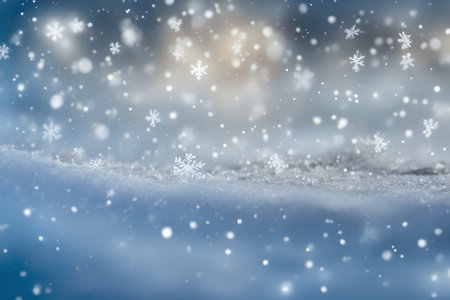 Winter background. Beautiful decorative snowflake on white snow. Copy spaceの写真素材