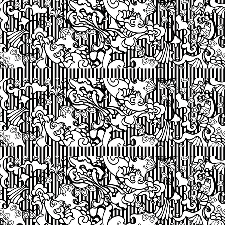 doodle, decorative, abstract, oriental, vector, pattern, vintageのイラスト素材