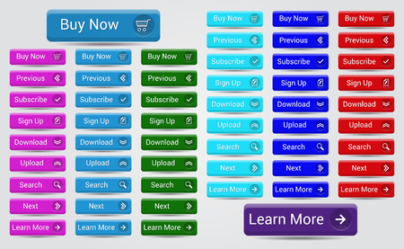 Set of multicolored rectangular horizontal buttons for web designのイラスト素材
