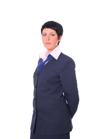 Successful businesswoman over white backgroundの写真素材