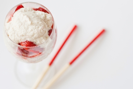 Strawberry dessert with almond cream の写真素材