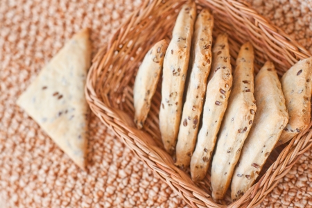 Home made flax crackers.の写真素材