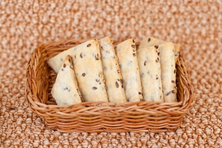 Home made flax crackers.の写真素材